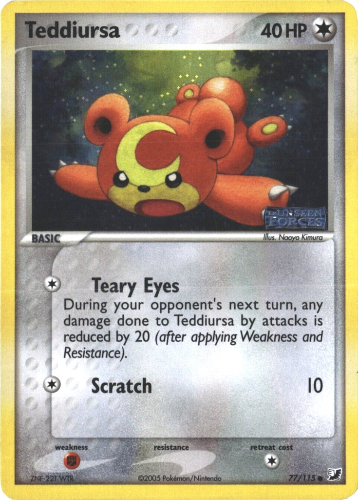 teddiursa pokemon card Teddiursa (77/115) (Stamped) [EX: Unseen Forces] | Pokemon Single