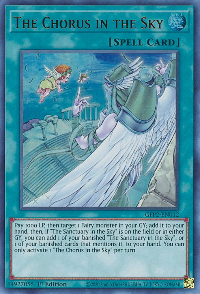 fairy spell cards yugioh The Chorus in the Sky [GFP2-EN012] Ultra Rare | Single Scizor Fusion Summon 1 Fiend Custom, Holographic, Glossy, Pocket Style:Desert Bloom