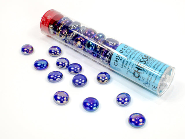 Chessex Dark Blue Iridized Glass Stones  (Qty 40-5.5 Inch Tube) CHX01176