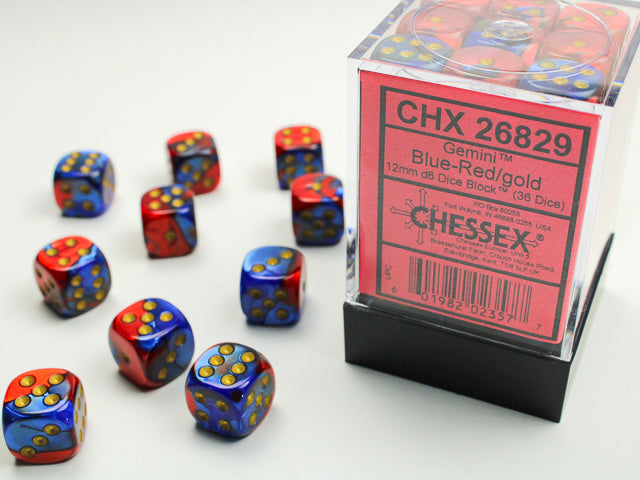 Chessex Gemini Blue-Red/Gold (12MM - 36D6) CHX26829