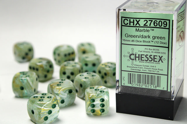 Chessex Marble Green/Dark Green (16MM - 12D6) CHX27609