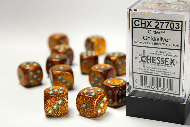 Chessex Glitter Gold/Silver (16MM - 12D6) CHX27703