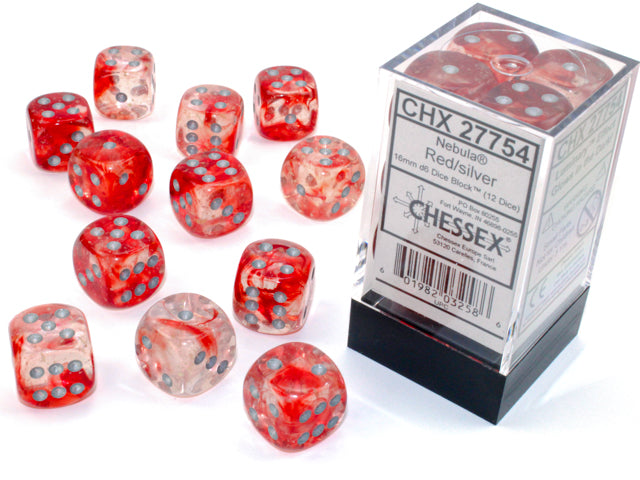 Chessex Nebula Red/Silver (16MM - 12D6) CHX27754