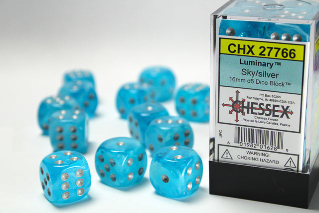 Chessex Luminary Sky/Silver (16MM - 12D6) CHX27766