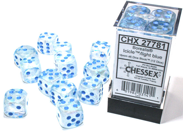 Chessex Borealis Icicle/Light Blue (16MM - 12D6) CHX27781