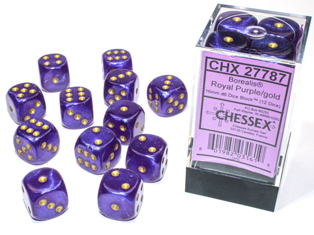 Chessex Borealis Royal Purple/Gold (16MM - 12D6) CHX27787