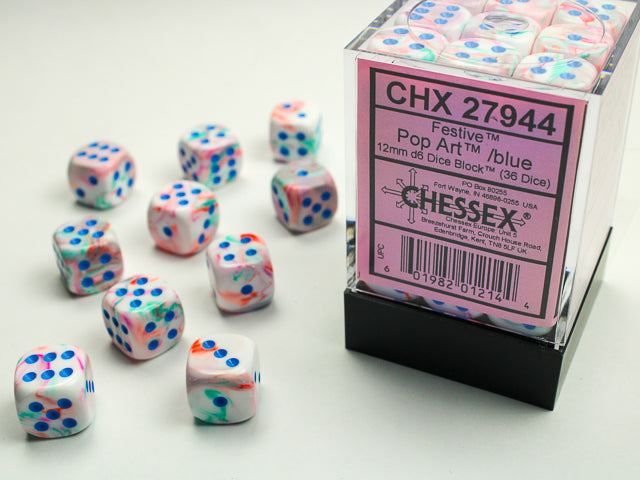 Chessex Festive Pop Art/Blue(12MM - 36D6) CHX27944