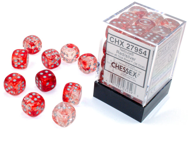 Chessex Nebula Red/Silver (12MM - 36D6) CHX27954