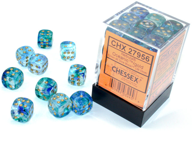 Chessex Nebula Oceanic/Gold (12MM - 36D6) CHX27956