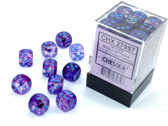 Chessex Nebula Nocturnal/Blue (12MM - 36D6) CHX27957