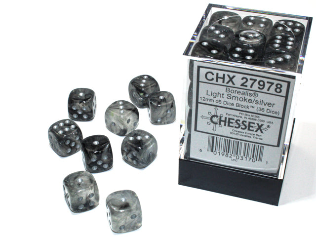 Chessex Borealis Light Smoke/Silver (12MM - 36D6) CHX27978