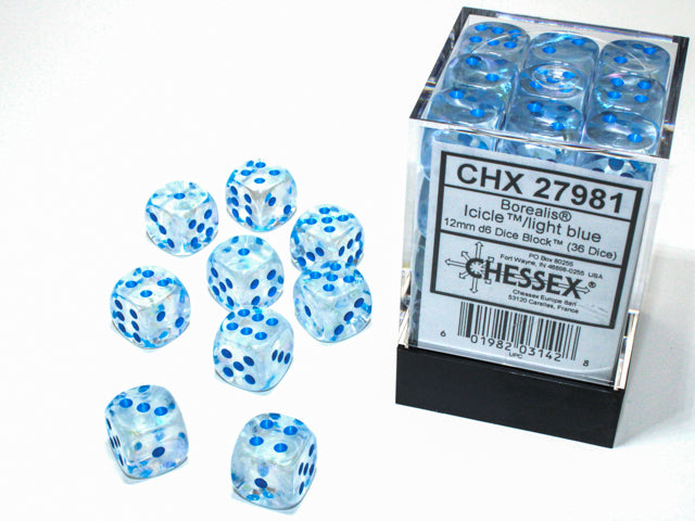 Chessex Borealis Icicle/Light Blue (12MM - 36D6) CHX27981