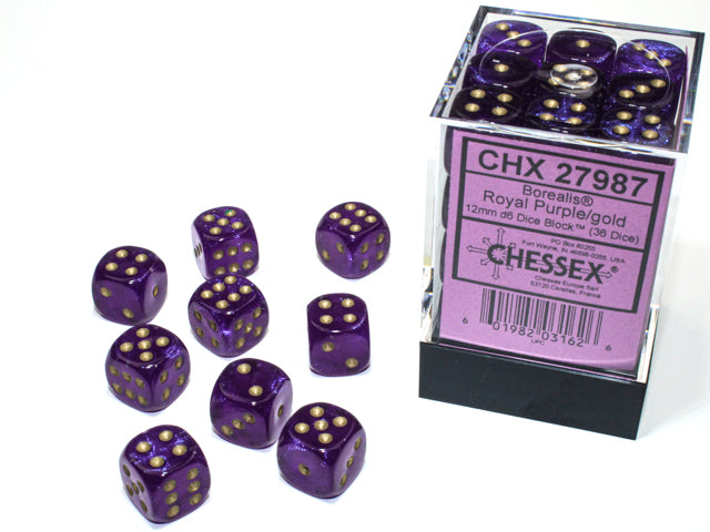 Chessex Borealis Royal Purple/Gold (12MM - 36D6) CHX27987