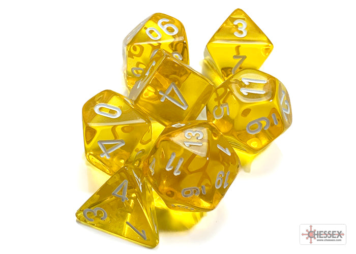 Chessex Translucent Yellow/White (Polyhedral 7-Die Set) CHX23072