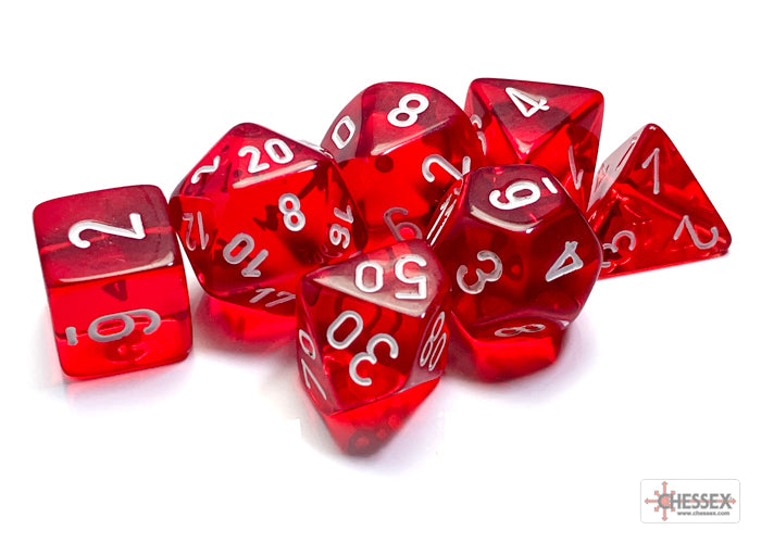 Chessex Translucent Red/White (Polyhedral 7-Die Set) CHX23074