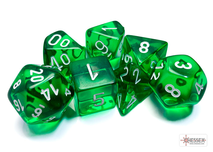 Chessex Translucent Green/White (Polyhedral 7-Die Set) CHX23075