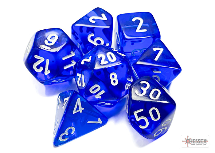 Chessex Translucent Blue/White (Polyhedral 7-Die Set) CHX23076