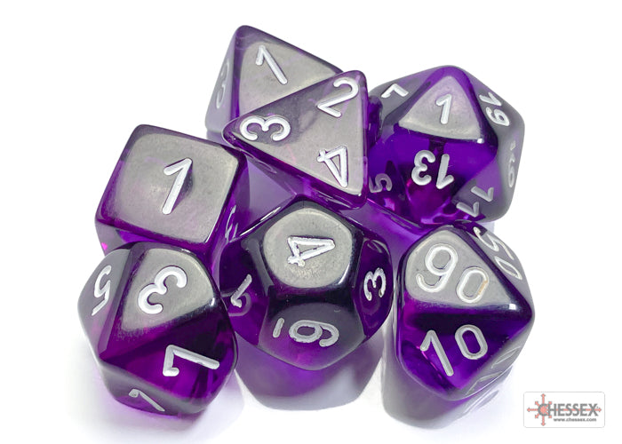 Chessex Translucent Purple/White (Polyhedral 7-Die Set) CHX23077