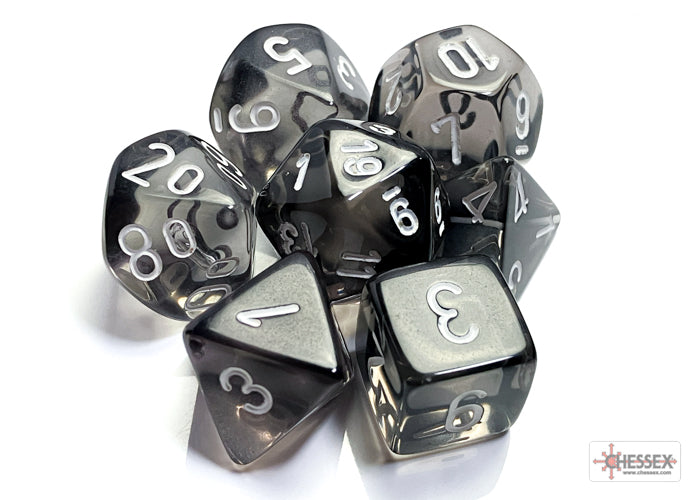 Chessex Translucent Smoke/White (Polyhedral 7-Die Set) CHX23078