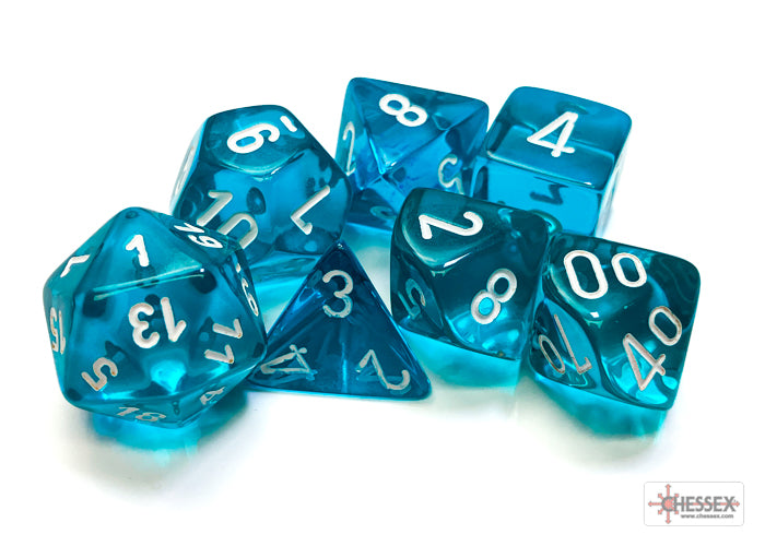 Chessex Translucent Teal/White (Polyhedral 7-Die Set) CHX23085