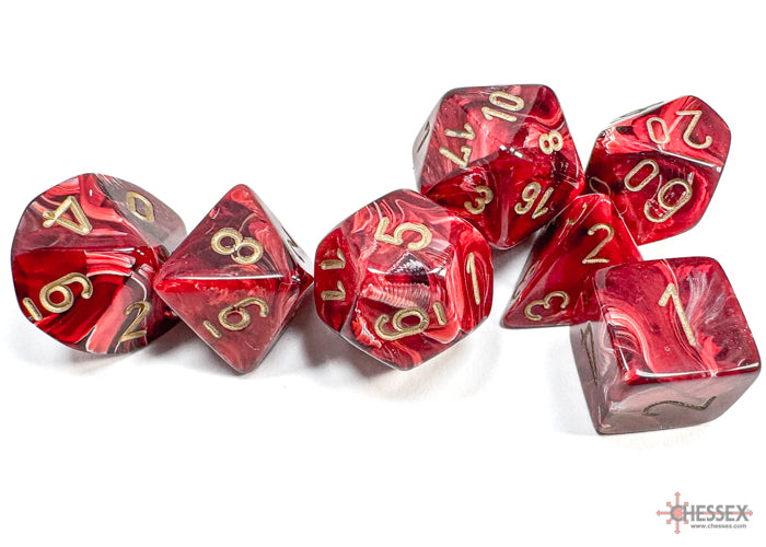 Chessex Vortex Burgundy/Gold (Polyhedral 7-Die Set) CHX27434