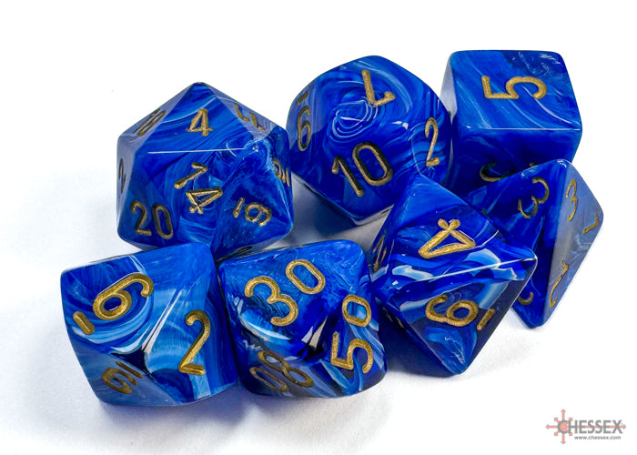 Chessex Vortex Blue/Gold (Polyhedral 7-Die Set) CHX27436