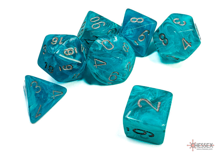 Chessex Cirrus Aqua/Silver (Polyhedral 7-Die Set) CHX27465