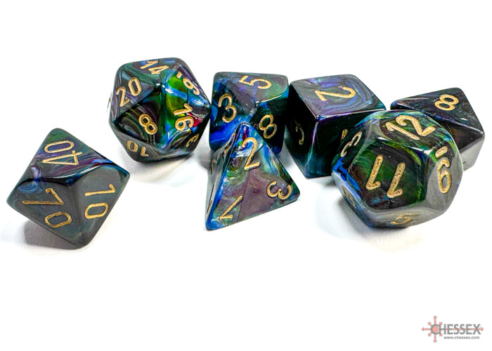 Chessex Lustrous Shadow/Gold (Polyhedral 7-Die Set) CHX27499