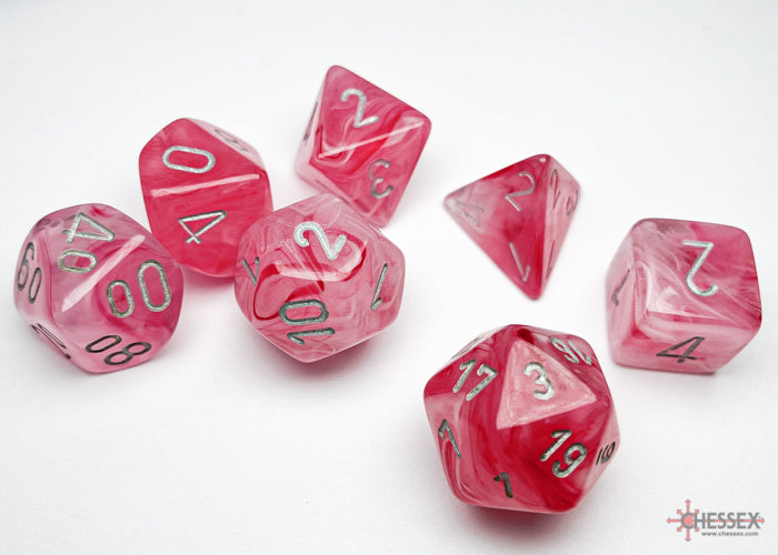 Chessex Ghostly Glow Pink/Silver (Polyhedral 7-Die Set) CHX27524