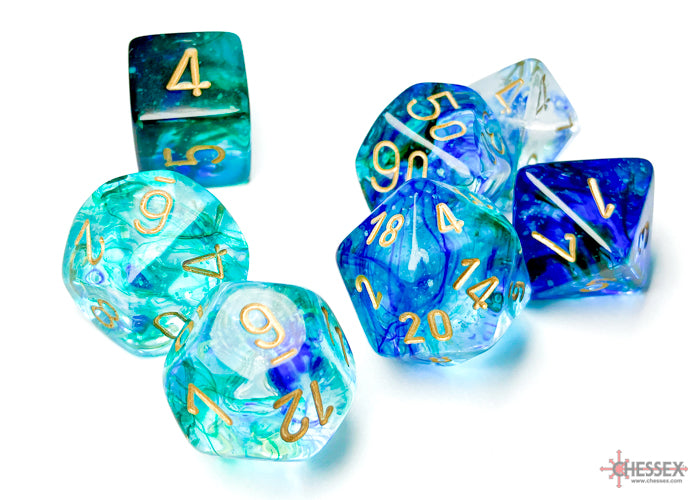 Chessex Nebula Oceanic/Gold (Polyhedral 7-Die Set) CHX27556