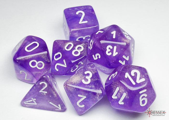 Chessex Borealis Purple/White (Polyhedral 7-Die Set) CHX27577