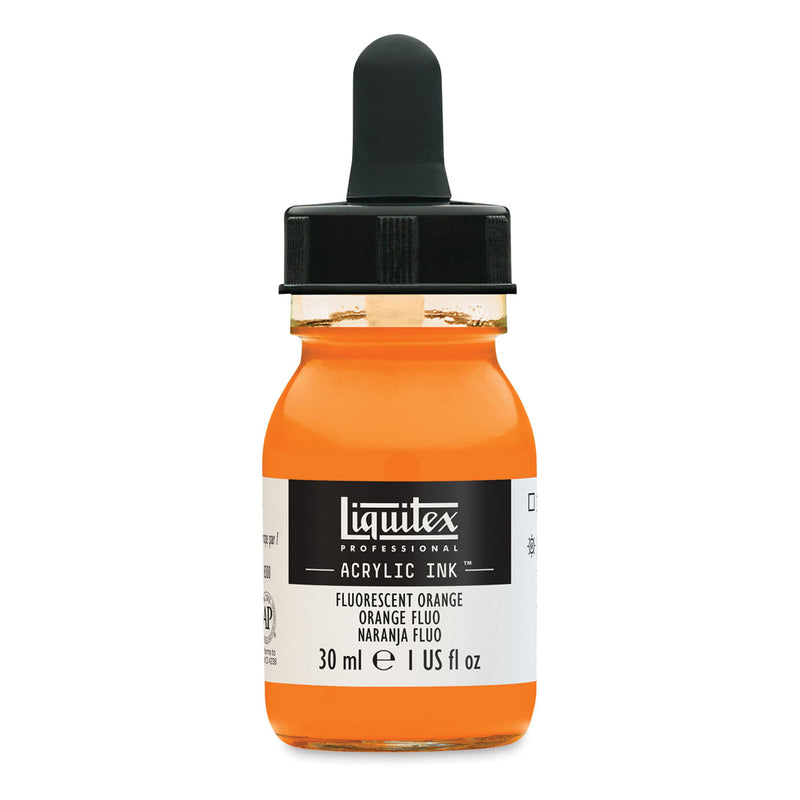 Liquitex Acrylic Ink 30ml Jar, Fluorescent Orange