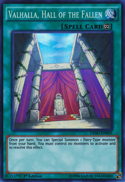 Valhalla, Hall of the Fallen [DESO-EN055] Super Rare | Yugioh Single