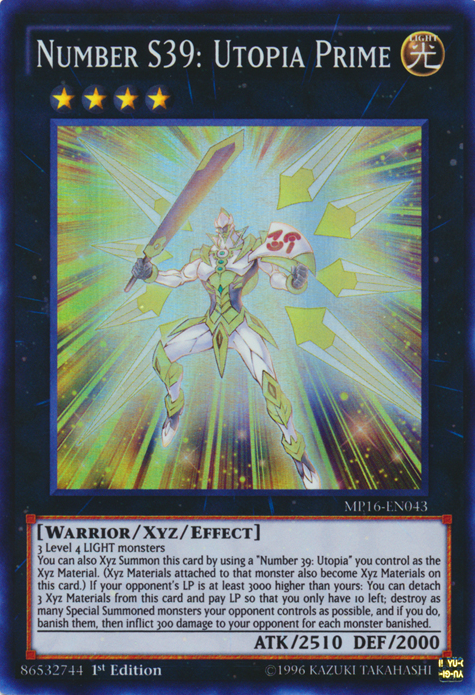 Number S39: Utopia Prime [MP16-EN043] Super Rare | Yugioh Single