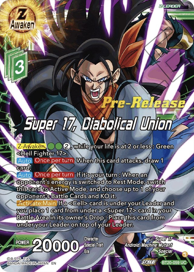 Super 17, Diabolical Union (BT20-059) [Power Absorbed Prerelease Promos] | Dragon  Ball Super Single