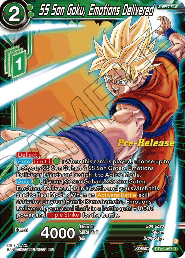 SS Son Goku, Emotions Delivered (BT22-057) [Critical Blow Prerelease  Promos] | Dragon Ball Super Single