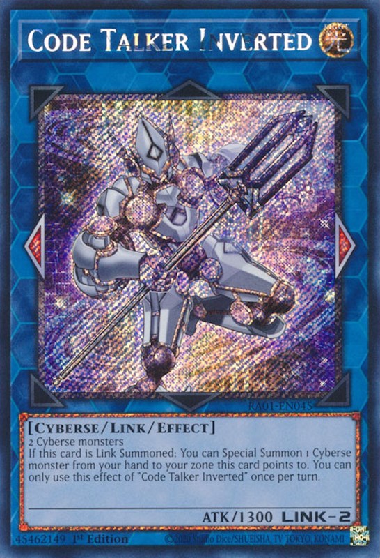 Code Talker Inverted [RA01-EN045] Platinum Secret Rare | Yugioh Single