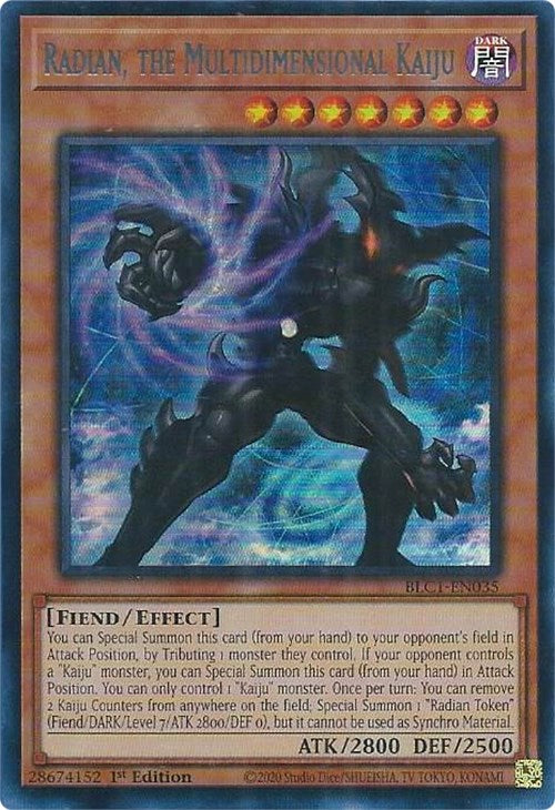 yugioh new kaiju cards Radian, the Multidimensional Kaiju (Silver) [BLC1-EN035] Ultra Rare | Yugioh  Single