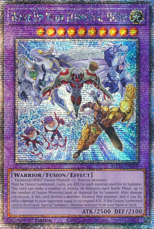 yugioh fusion monster cards Wake Up Your Elemental HERO [MP24-EN018] Quarter Century Secret Rare |  Yugioh Single