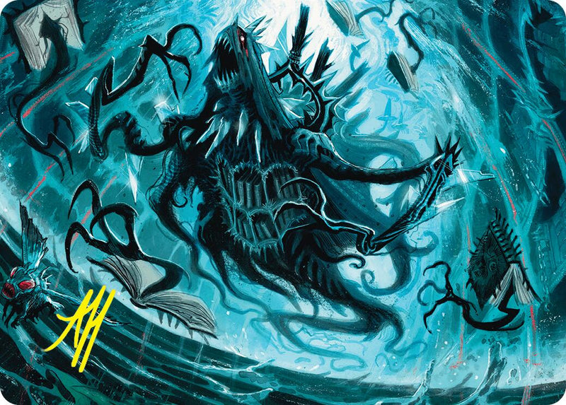 mtg gold stamped signature cards Overlord of the Floodpits Art Card (Gold-Stamped Signature) [Duskmourn:  House of Horror Art Series] | MTG Single