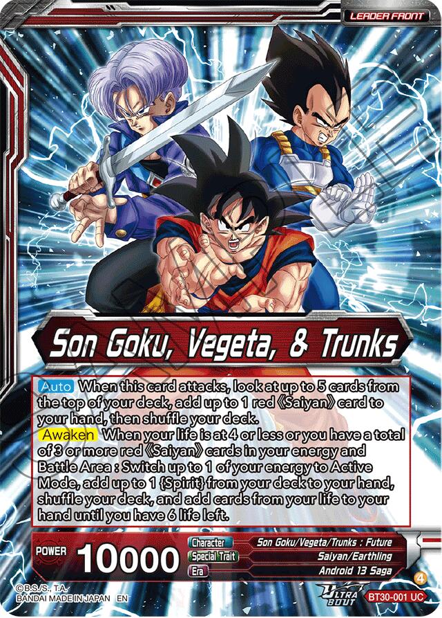 ドラゴンボール 英語 BT30 SLR Super Saiyans United Son Goku, Vegeta, & Trunks // Super Saiyans United (SLR) (BT30-001