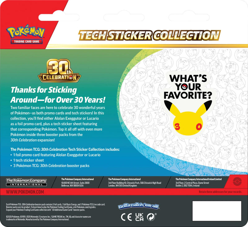 30th Celebration Tech Sticker Collection [Alolan Exeggutor] - LIMIT 1 PER CUSTOMER - LOCAL PICKUP ONLY