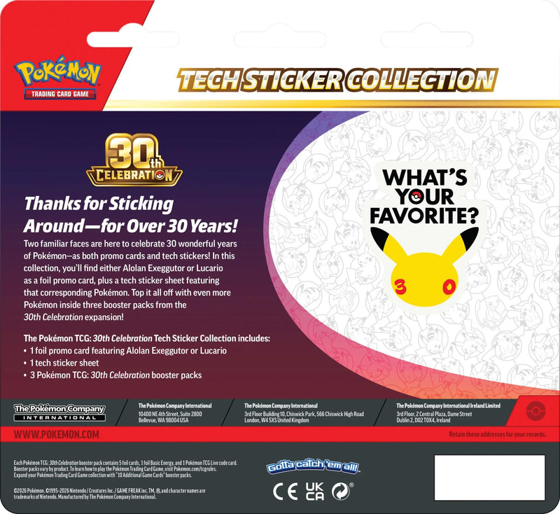 30th Celebration Tech Sticker Collection [Lucario] - LIMIT 1 PER CUSTOMER - LOCAL PICKUP ONLY