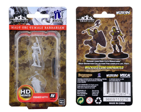 Female Half-Orc Barbarian Pathfinder Unpainted Minis WV1
