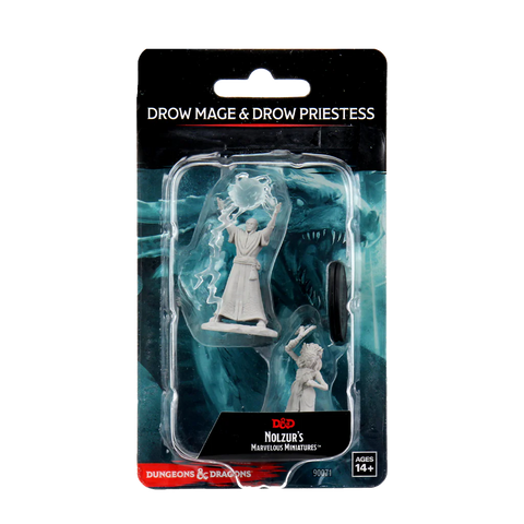 Drow Mage and Drow Priestess D&D Unpainted Minis WV12