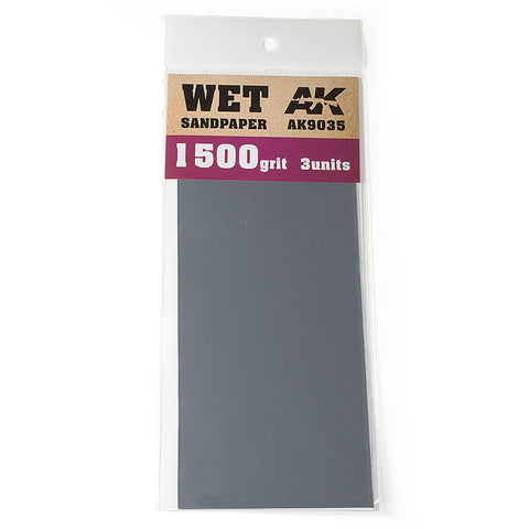 AK Interactive Wet Sandpaper 1500 grit. 3 units 9035