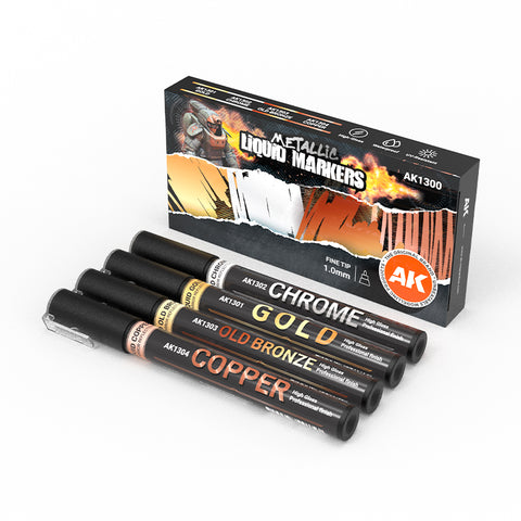 AK Interactive Metallic Markers 1300