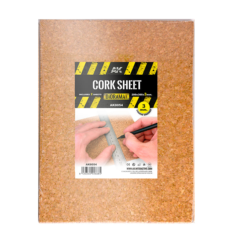 AK Interactive Cork Sheet - Coarse Grained - (200X300X3mm) 8054