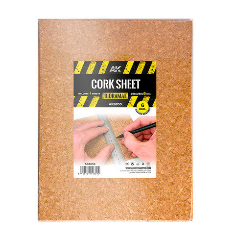 AK Interactive Cork Sheet - Coarse Grained - (200x290x6mm) 8055