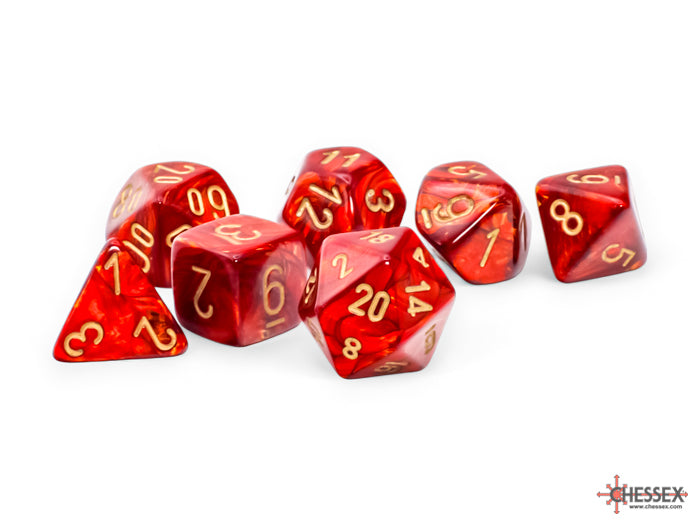 Chessex Scarab Scarlet/Gold (Megahedral 7-Die Set) CHX22414